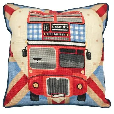 Anchor Tapkin Embroidery Cushion Set  Red Bus On Union Jack  Embroidery Picture Printed 4 • £38.76