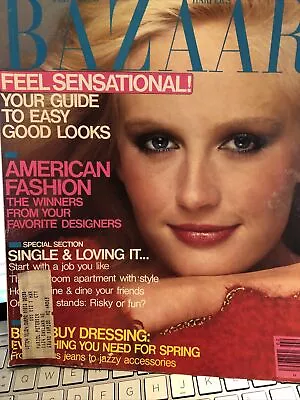 Harper's Bazaar 1980 Bitten Knudsen Cover VTG 80s Magazine Lagerfield G Versace • $18.99