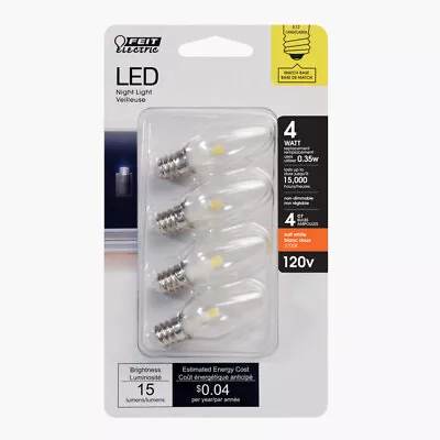 Feit Electric Acre C7 E12 (Candelabra) LED Bulb Soft White 4 Watt Equivalence 4 • $10.99