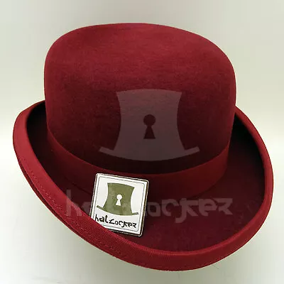 RETRO Wool Felt Men Dura Bowler Top Hat Women Derby Unisex | 59cm | Burgundy • $66