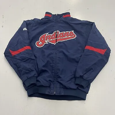 Vintage Majestic MLB Cleveland Indians Double Climate Full Zip Jacket Youth Sz L • $34.99
