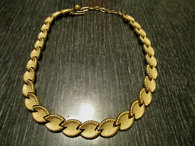 Vintage Estate Signed Crown Trifari Brush Gold 16  Modernist Choker Necklace! • $75