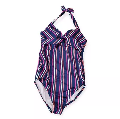 Maternity Striped One Piece Swimsuit -Isabel Ingrid Large  • $15