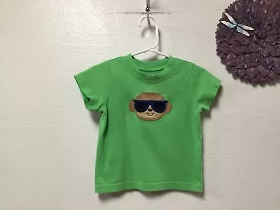 Child Of Mine Baby Boy Shirt Size 18 Months Green Appliqué Monkey 159 • $6.99