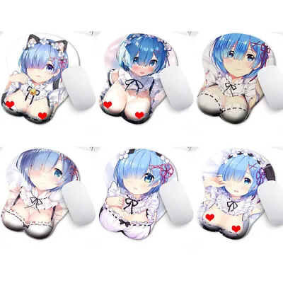 Hot 3D Japanese Anime With Wrist Re:Zero Rem And Ram 3D Soft Gel Mouse Pad • £10.85