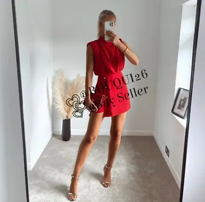 Zara New Woman Mock Neck Jumpsuit Playsuit Red Size: Xs-l Ref: 9878/182 • $75