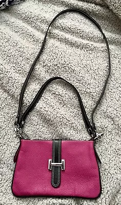 Vera Pelle Pink Leather Across The Body Handbag Shoulder Bag Free Post! • £12