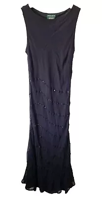 Vintage Hobbs X Marilyn Anselm Elegant Maxi Black Silk Gown Dress UK 10 Sequins  • £37.95