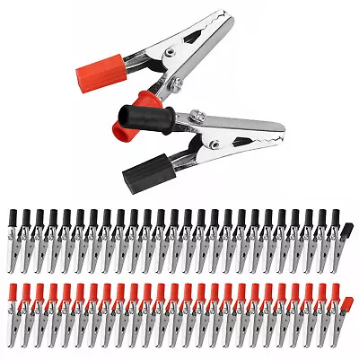 50Pcs/Set Electrical Test Clamps Metal Alligator Clips W/Red & Black Handle Bulk • $13.39