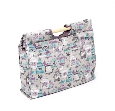 Hobby Gift Craft Bag With Wooden Handles Birdcage Print Design • £9.50