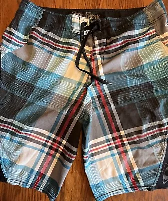 O’Neill Superfreak Board Shorts Plaid Men’s Size 34   11” Inseam • $13