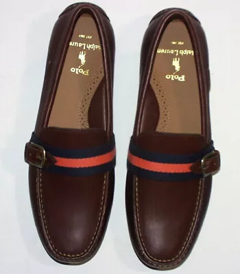 POLO RALPH LAUREN RIALI Driving Loafer Hvyweight Smooth Leather TAN SZ 11.5M • $128