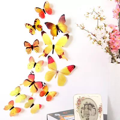 3D Gradient Butterfly Wall Stickers Wing Foldable Decal Indoor Outdoor Decor AU • $12.29