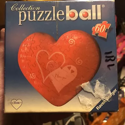 SEALED Ravensburger 60 Piece Puzzleball Puzzle Heart 2008 Valentine I Love You • $19.99