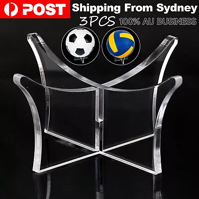 2X Clear Acrylic Ball Stand Holder Display Rugby Basketball Football Soccer New  • $8.56