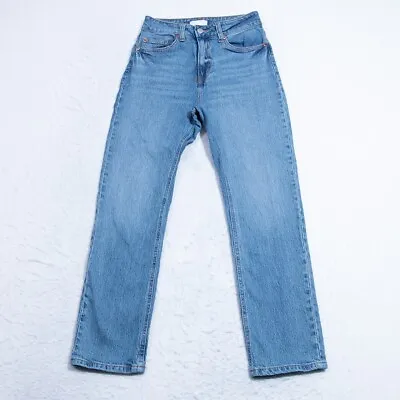 H&M Denim Jeans Womens 4 - 24x25.5 High Rise Straight Light Blue Wash • $22