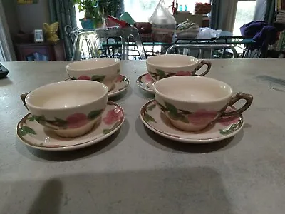 Vintage Franciscan Desert Rose Pattern  Set 4 Cups 4 Saucers Excellent  • $35.99