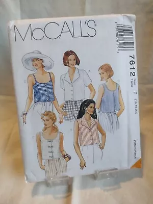 New/Oldstock Uncut Pattern McCall's 7612 Misses' Tops Size F / 16-18-20 • $10