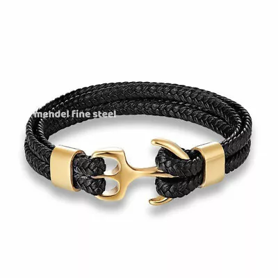 $13.99 • Buy MENDEL Cool 8 Inch Mens Black Stainless Steel Nautical Beach Anchor Bracelet Men