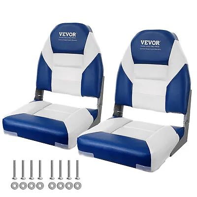 VEVOR Boat Seat High Back Folding Fishing Boat Seat Chair Sponge Padding 2-Pack • £107.34