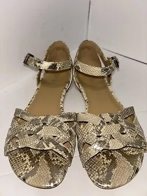 Michael Kors Annaliese Python Sandals Womens Size 9M Beige/Gray Leather • $30