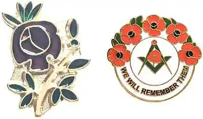 £9.99 • Buy Masonic Order Of The Rose Croix Badge And Masonic We Will Remember Enamel Badge