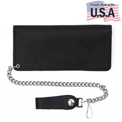 Trucker Biker Wallet Top Grain Leather Truckers Bikers Wallet Black 6 • $35