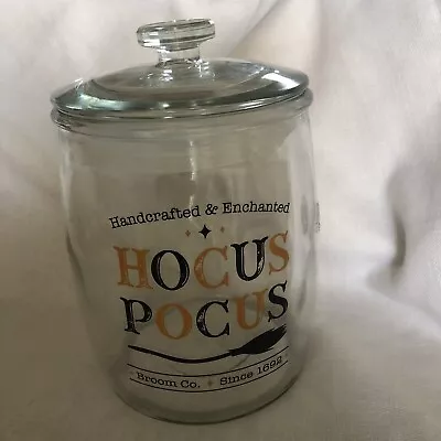 Hocus Pocus Broom Company Clear Glass Cookie Jar 1692 Movie Witches Halloween • $29.95