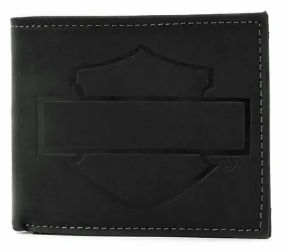 Harley-Davidson Men's Refuel Black Bar & Shield RFID Bi-Fold Wallet HDMWA11733 • $62.99