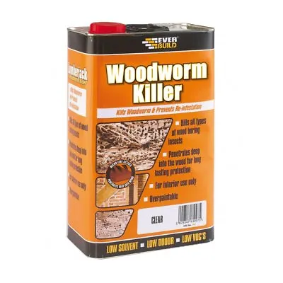 £21.52 • Buy Everbuild Woodworm Insect Killer Wood Treatment Low Odour & Solvent 5 Litre