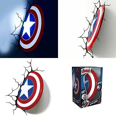 Marvel Avengers Captain America 3D FX Light Wall Kids Deco Light & Sticker Gift • £22.45