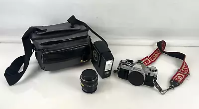 CANON AE-1 With FD 50mm 1:1.8 Lense / Flash And Travel Case Inc. *Read Desc.* • £89.99