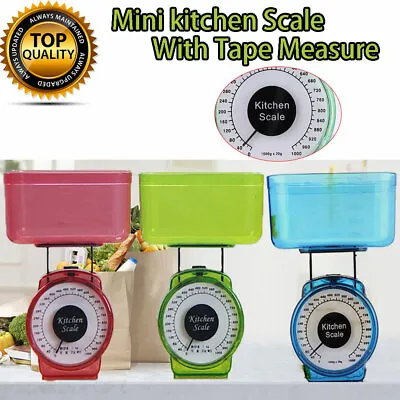 Kitchen Scale Food Baking Mechanical Dial 3 Colors Compact Bowl Cook Bake 1kg • £8.99