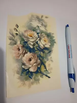 Vintage Water Transfer Ceramic Decals 1 Oil Painting Rose Flowers. • $5