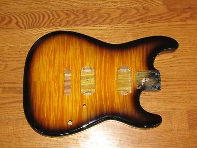 MIGHTY MITE BODY FITS FENDER STRATOCASTER 2 3/16th GUITAR NECK BURST FLAME TOP • $300