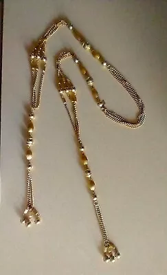 Vintage Necklace Lariat Belt In Gold Tones 35  Long By Sarah Coventry • $14.95