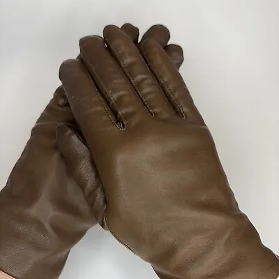 Womens Vintage Atleigh Brown Leather Gloves Size Small • $6.30