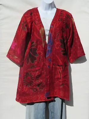 Kimono Jacket Boho 60s 3/4 Sleeve Handmade Yak Wool Blend L • $50.40