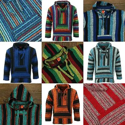 £23.90 • Buy Recycled Mexican Baja Jerga Hoody Sweatshirt Jacket Hooded Warm Hippy