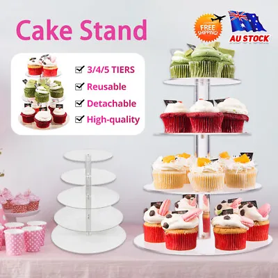 3/4/5/Tier Acrylic Round Cupcake Stand Cake Plate Tree Birthday Wedding Party • $17.69