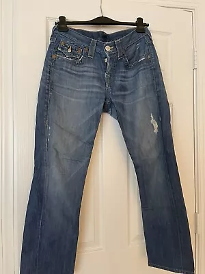 True Religion 24 Jeans Jordan Dark Wash Bootcut Distressed Denim Women's  • $25