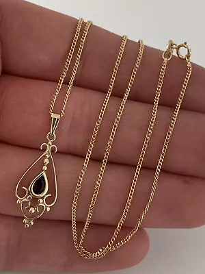 £52 • Buy 9ct Gold Garnet Vintage Pendant Necklace￼ 3grams Heavy
