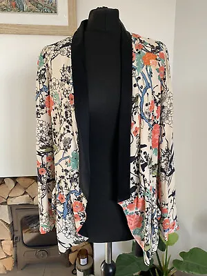 *ZARA Floral Print Pink Cream Oriental BLAZER JACKET Kimono - Medium Coat* • $48.53