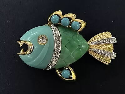 RARE Vintage Signed Hattie Carnegie Piranha Fish Pin Brooch • $189