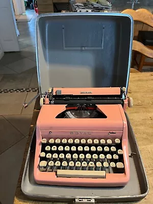 Vintage 1950's PINK Royal Quiet Deluxe Typewriter W/ Original Tweed Case  • $99.99