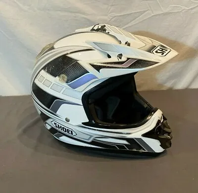 SHOEI V-Moto Full Face Motocycle Helmet White W/Visor Size Large Fast Shipping • $59.95