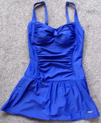 Lascana Ladies Royal Blue Swimdress With Ruching Lascana Metal Motif Size 12 • £14