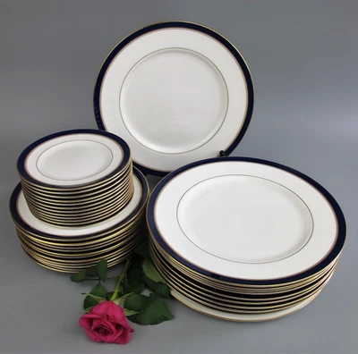 £399.99 • Buy Superb Royal Worcester  Howard  Dinner Plate Set Service For 12. Cobalt Blue Rim