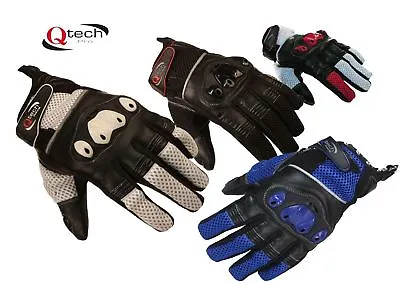 MOTORCYCLE Short Cuff Summer GLOVES Motorbike KNUCKLE Protection Red Black White • £9.95