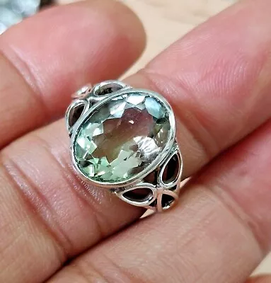 Green Amethyst Gemstone 925 Sterling Silver Gift Of Her Fine Ring Size-4-11 • $12.99